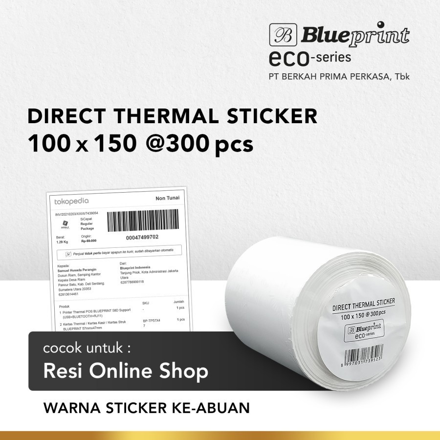 

BLUEPRINT PAPER STICKER THERMAL 100X150 MM @300 PCS
