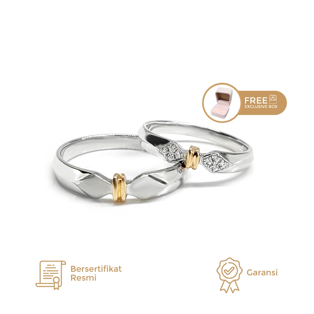Celia Jewellery - Cincin Kawin Couple WRC006 Emas Palladium Platinum Silver Cincin Pria Wanita