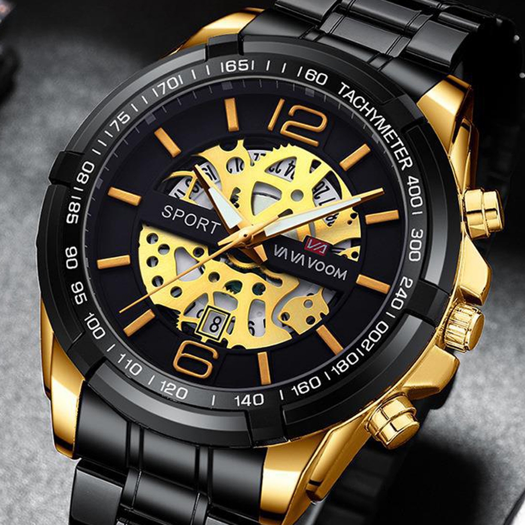 COD✅Jam Tangan Pria Kasual Bisnis VAVAVOOM Matagos New Model Terbaru Dial Besar Strap Rantai Stainle