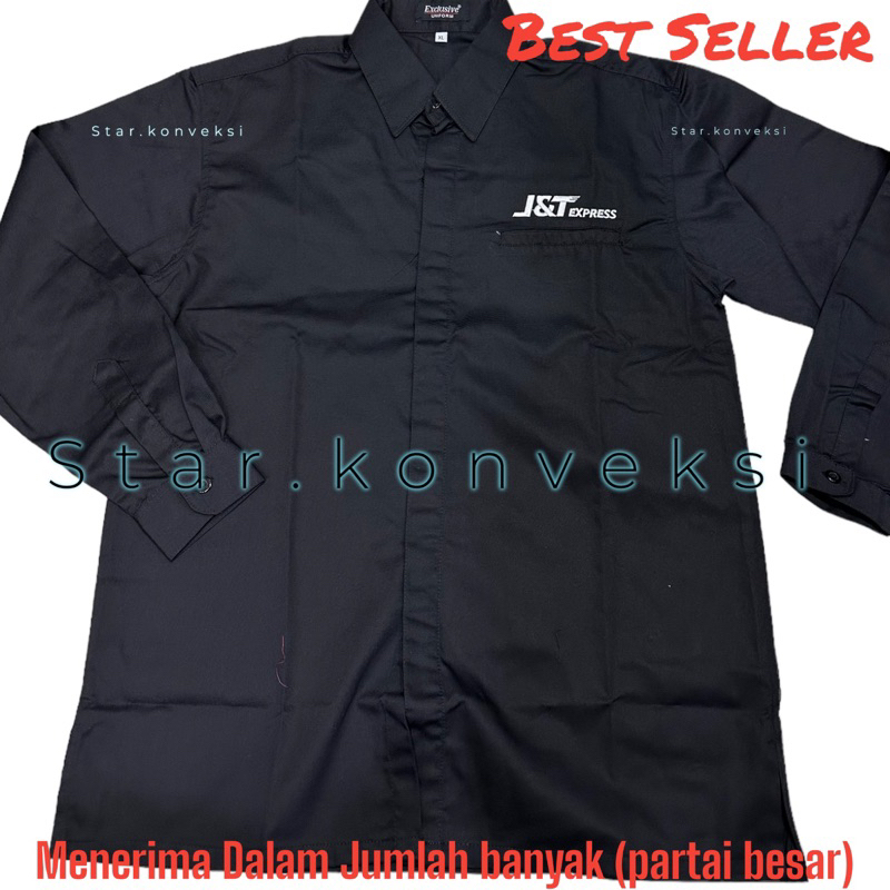 Baju Seragam Kerja Kantor PDH PDL Kemeja JNT Ekspedisi JNT Lengan Panjang Kantong 1