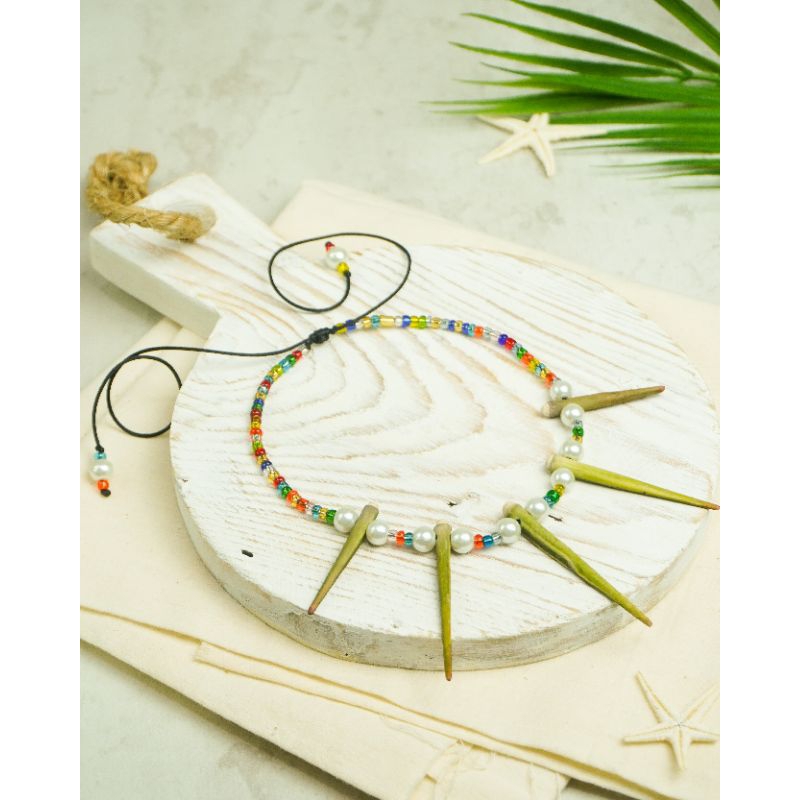 Kalung Duri Landak Laut mix Manik Handmade