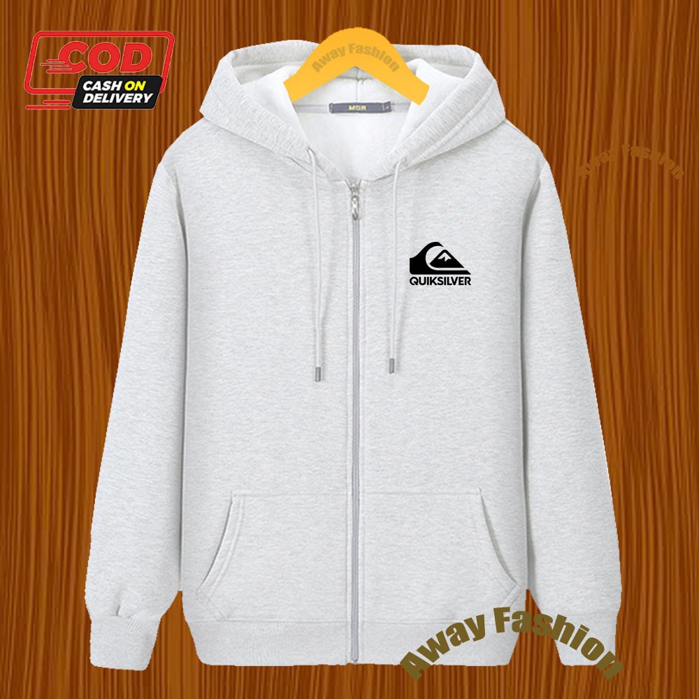 COD !!! Jaket Zipper Distro Quiksilver Text Hitam Premium /Quality/ Jeket Hoodie/ Unisex Jaket Resle