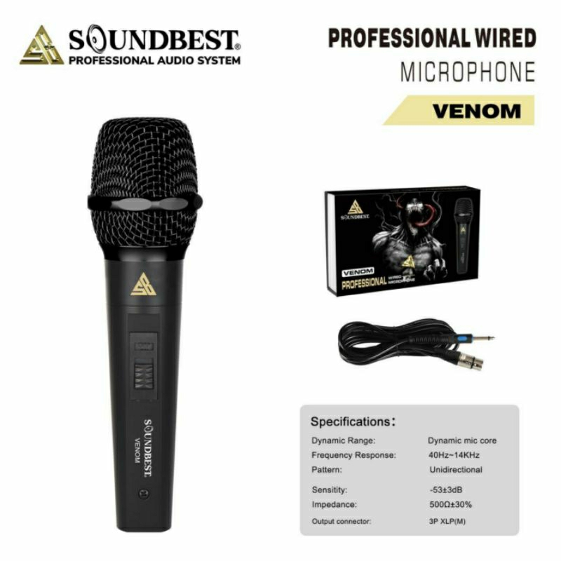 mic kabel original soundbest venom mikrofon karaoke mic vocal