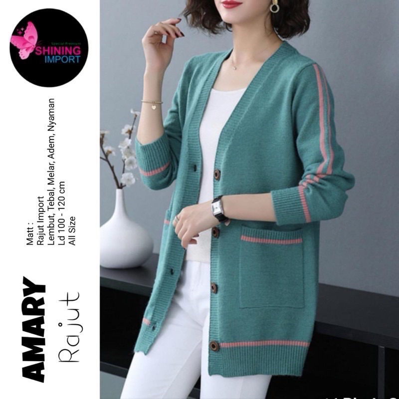 Jaket rajut import tebal wanita korean style terbaru. Jaket kardigan halus amary