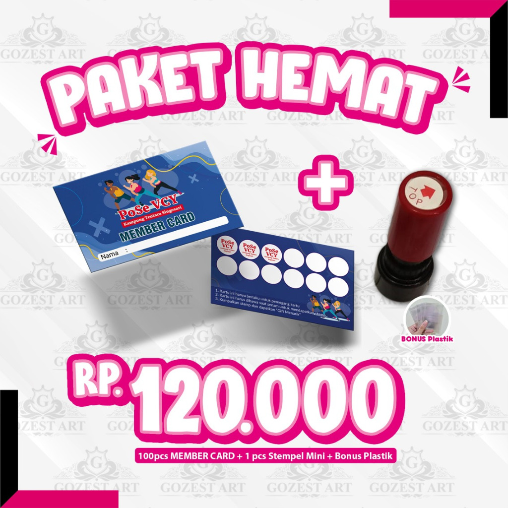 

PAKET HEMAT! Member card dan Stamp / Loyalty Card Kartu Member Custom Kartu Langganan Stempel