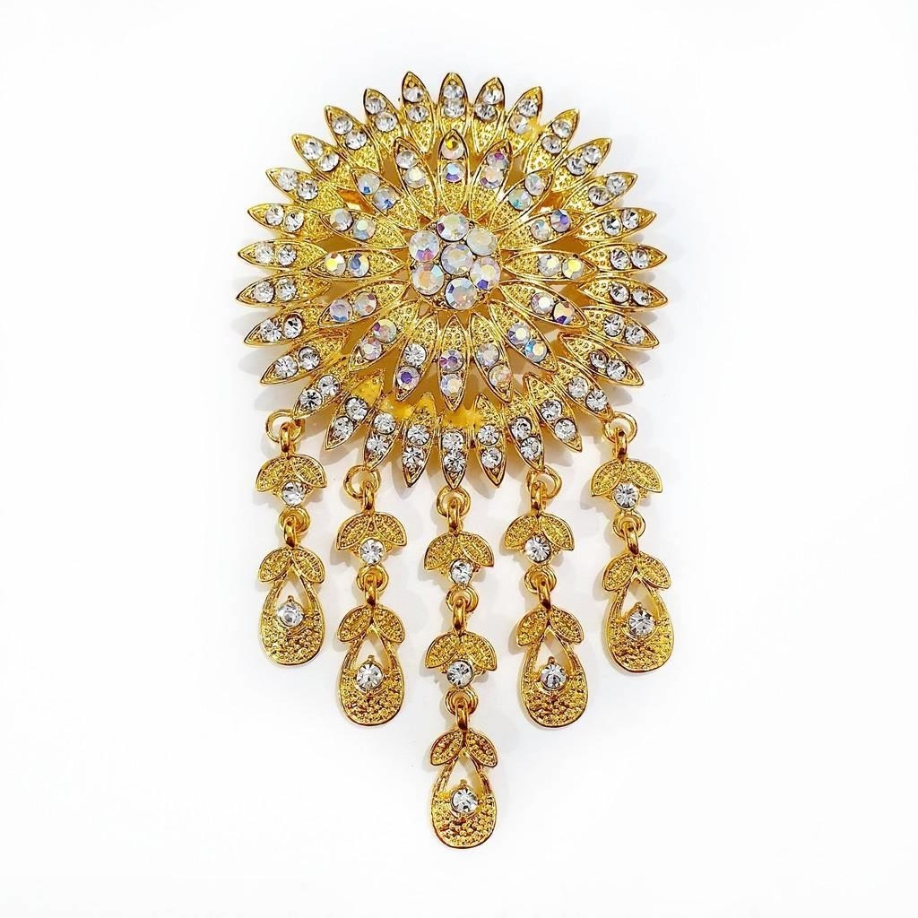 Bros Kebaya Kutu Baru / aksesoris baju kebaya wanita Bunga Susun matahari emas silver