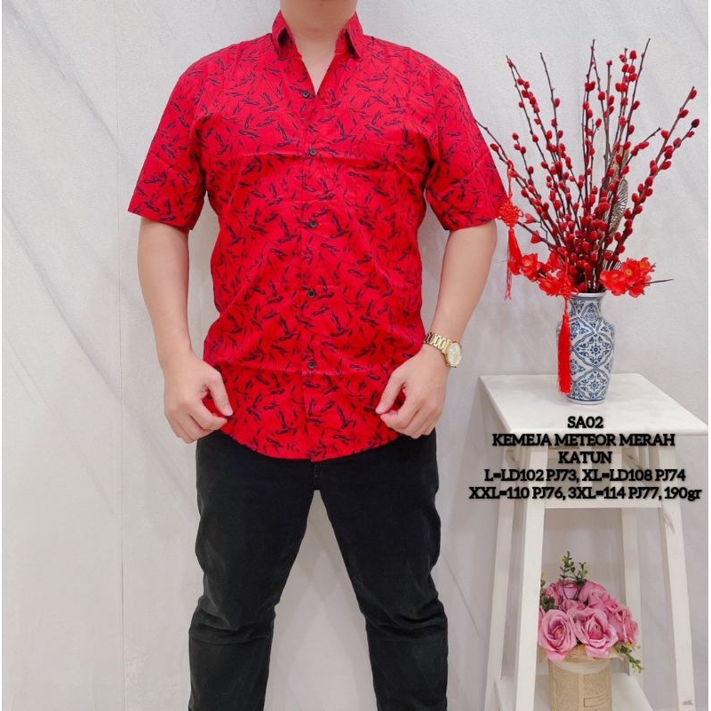 KEMEJA PRIA MERAH KEMEJA NATAL KEMEJA IMLEK KEMEJA MERAH
