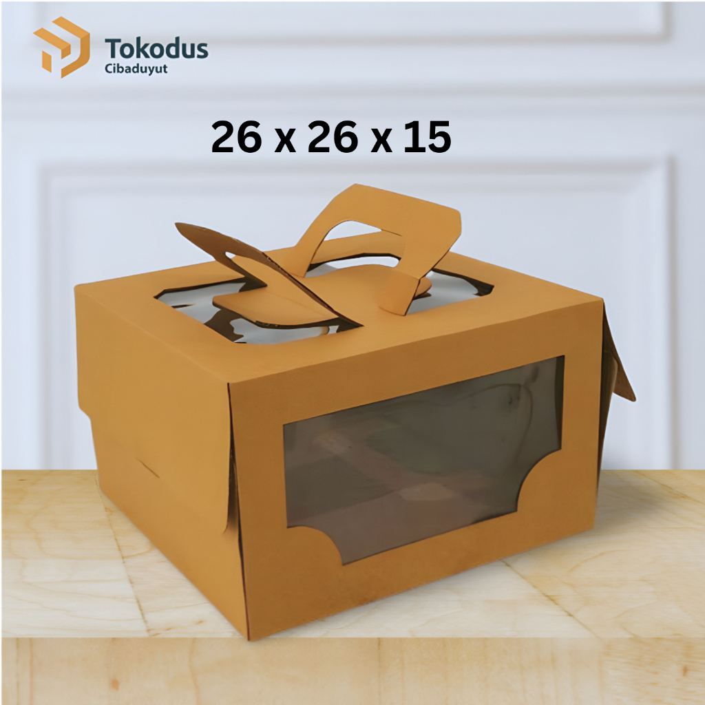 

Box Kue Bolu Mika Jinjing | Box Kue Mika Handle | Dus Bolu | Dus Kue uk 26 x 26 x 15 cm - Tokodus Cibaduyut