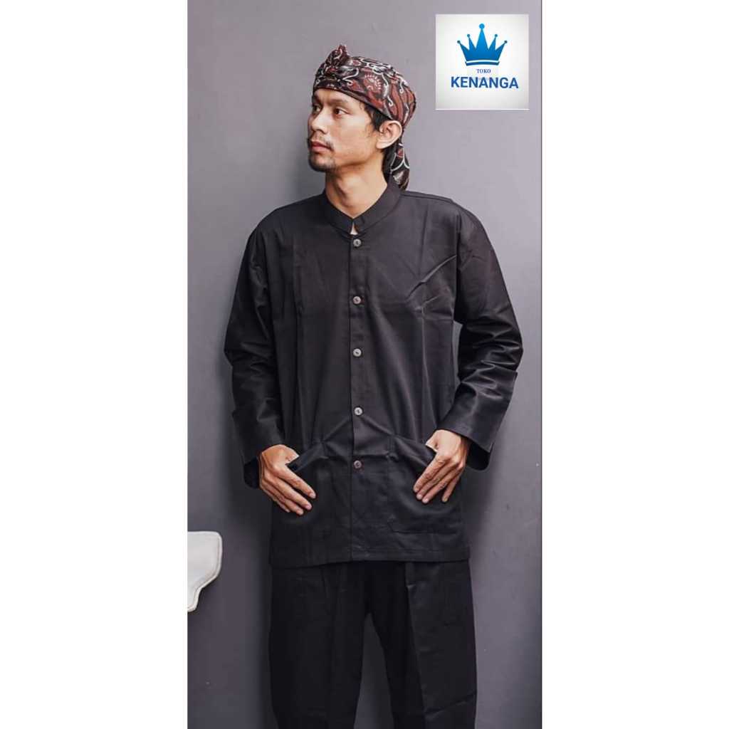 Baju adat sunda pangsi dewasa polos hitam/baju pangsi laki laki adat sunda