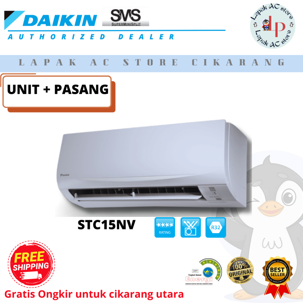 AC Daikin 1/2 Pk Standard Thailand FTC15NV14 + RC15NV14 (PLUS PASANG)