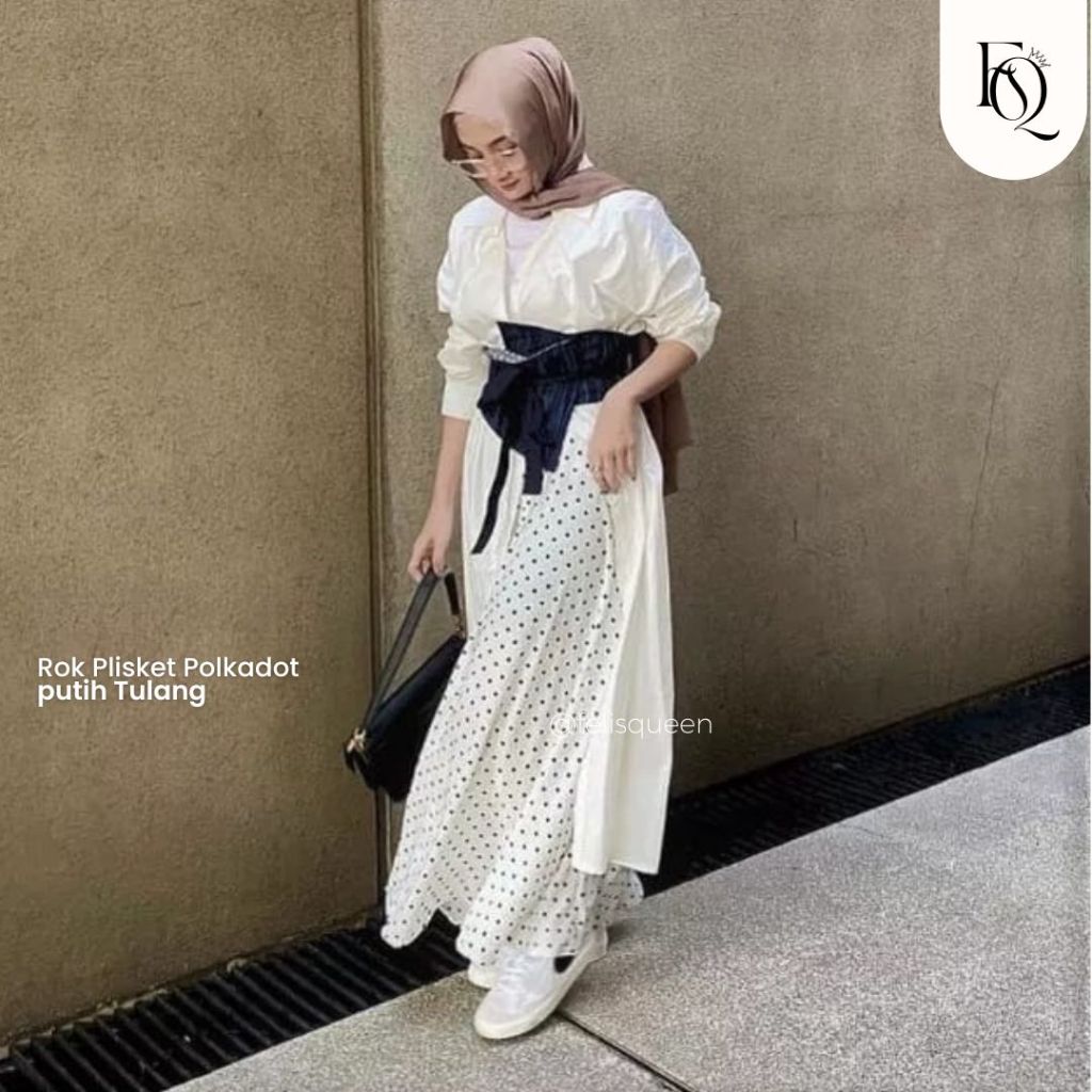 ROK MOTIF POLKADOT KECIL PANJANG MAYUNG PREMIUM / SKIRT WANITA MUSLIM CUTE MOTIF IMPORT JUMBO BAWAHA