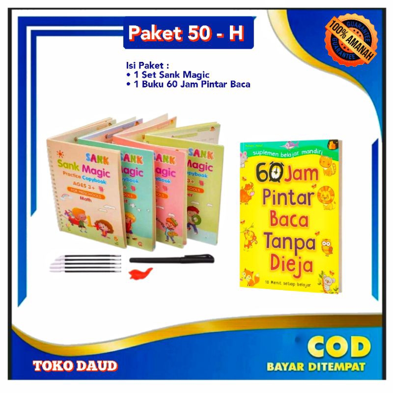 Buku belajar menulis menggambar membaca anak paud TK / Buku Sank Magic /60 Jam Pintar Baca