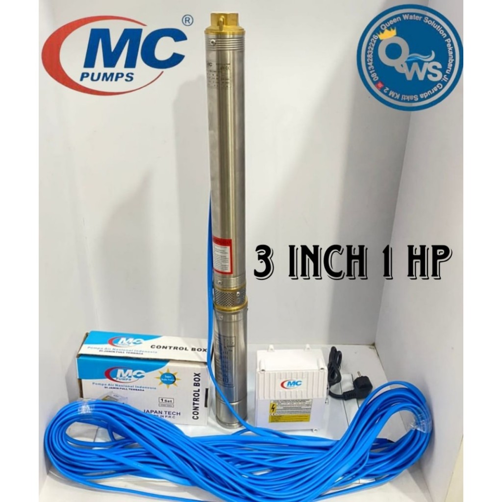 Pompa Satelit 3 INCH Nasional MC PUMP 1 HP kabel biru 60m