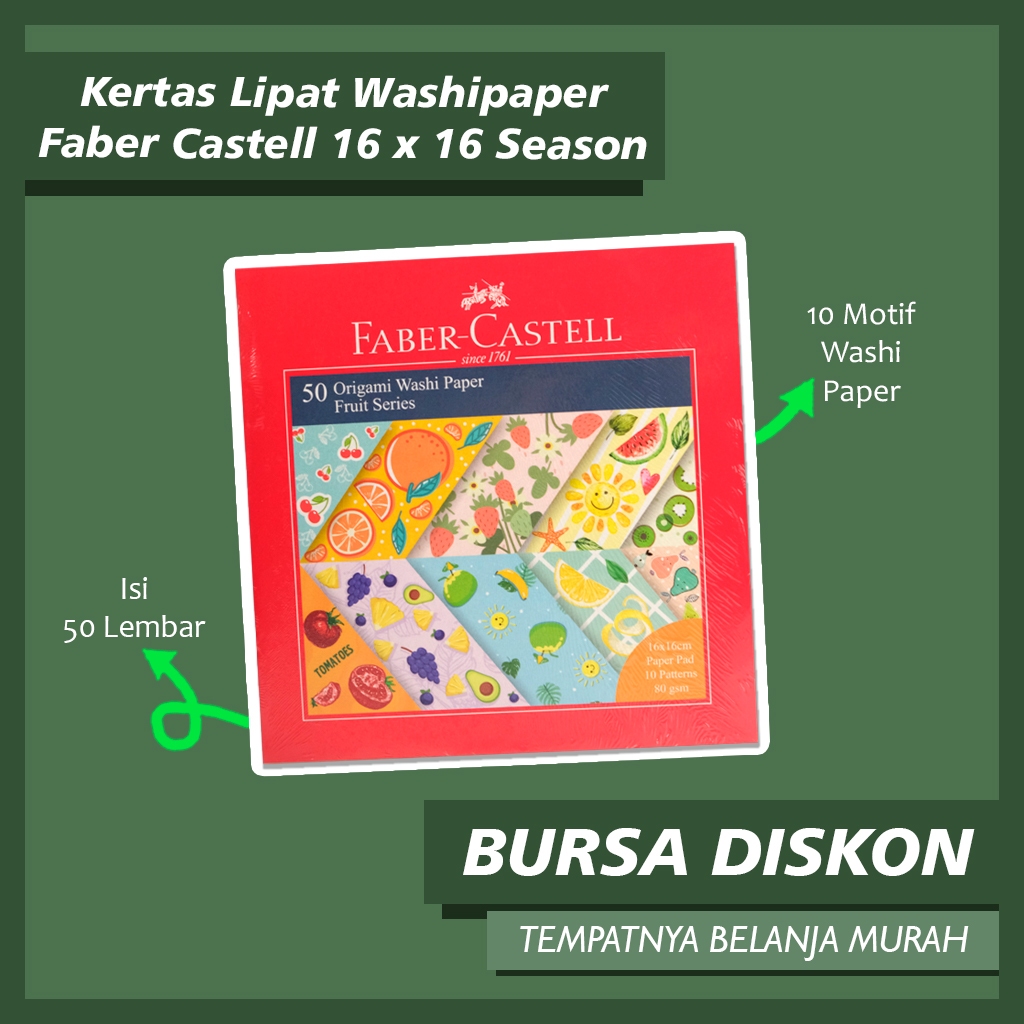 

Washi paper Faber Castell Kertas Warna Lipat Origami 16 x 16 dan 15 x 15 Motif Fruit Season Knitting