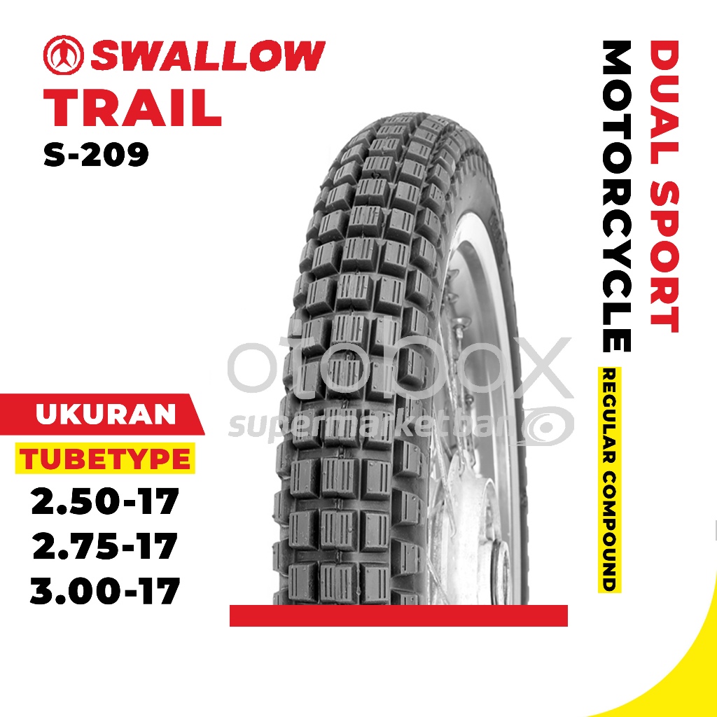 Ban Luar Motor Semi Trail Swallow S-209 Ukuran 250 275 300 Ring 17 TubeType Dual purpose