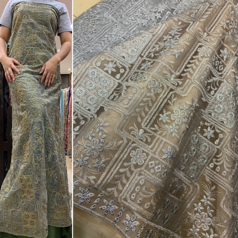Tulle Embordir Etnik / Bahan Kain Tulle Embordir Etnik