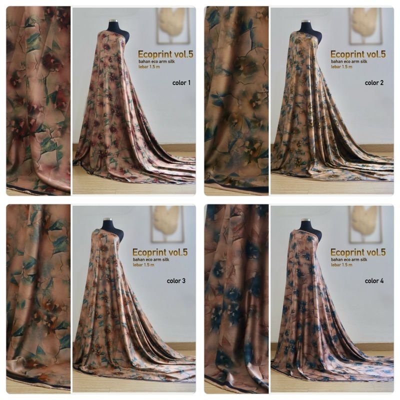[harga per 0.5 m] kain bahan arm silk ecoprint vol.5 | armany silk motif