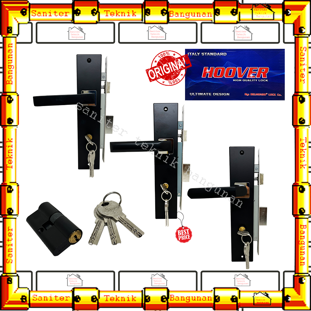 Kunci Pintu Rumah Besar Set Komplit Handle Pintu Hitam Hoover
