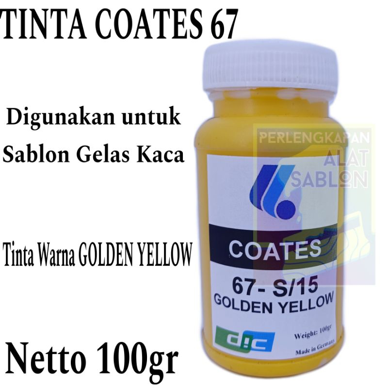 TINTA GELAS KACA COATES 67-S/15 GOLDEN YELLOW 100GR
