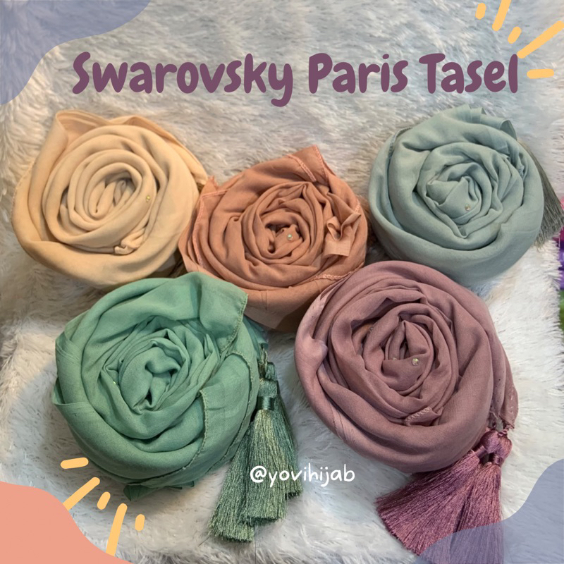 HIJAB SEGIEMPAT PARIS JADUL TABUR KRISTALL PAYET PARIS  // KERUDUNG SEGIEMPAT SWAROVSKI TABUR TASEL