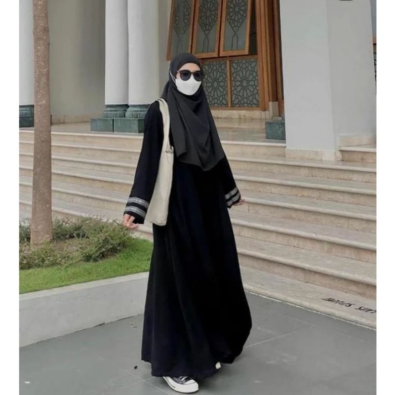 GAMIS ABAYA ARAB HITAM UMROH | GAMIS ABAYA LIST TANGAN
