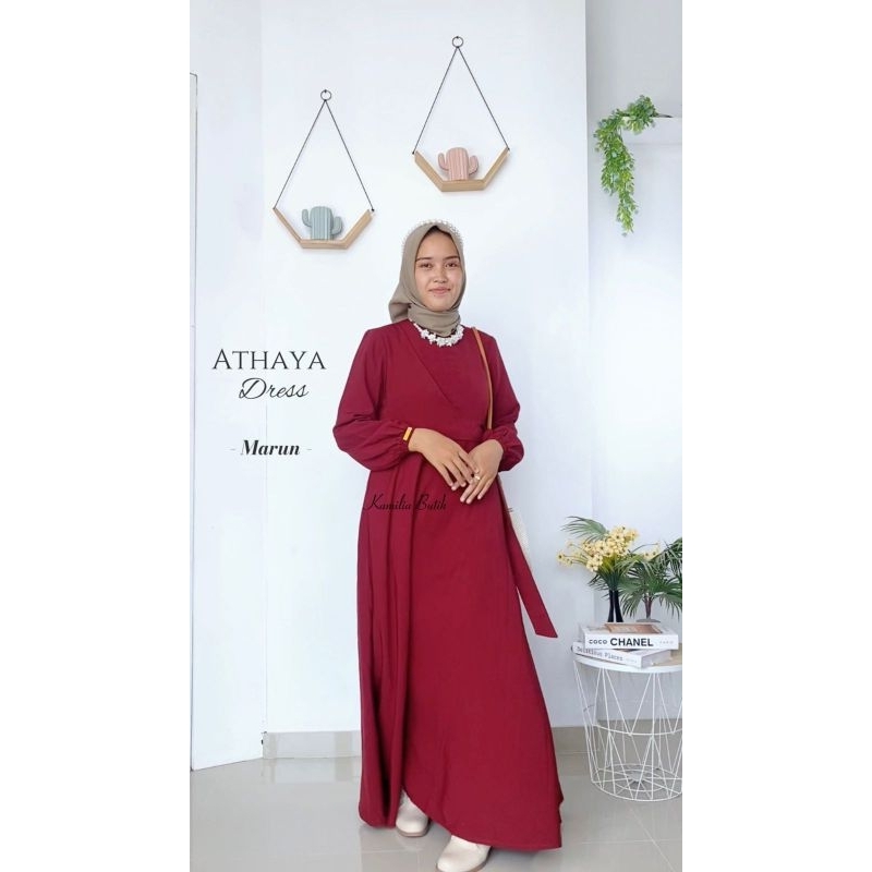 Athaya Dress/wolfis dress Gamis/gamis kondangan/gamis kekinian/ dress terbaru