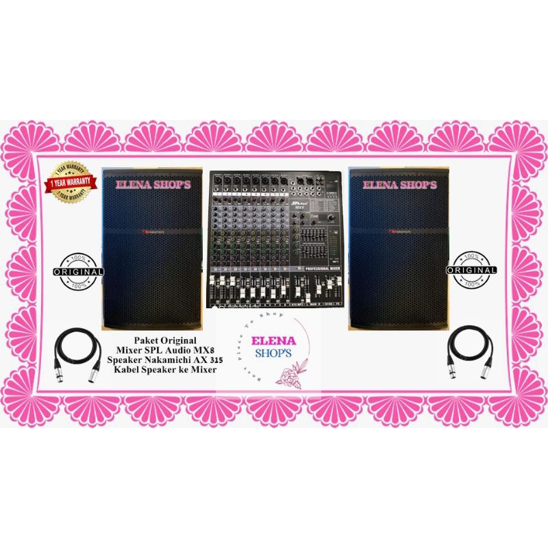 Paket Original Mixer SPL Audio MX8 dan Speaker Aktif Nakamichi AX 315