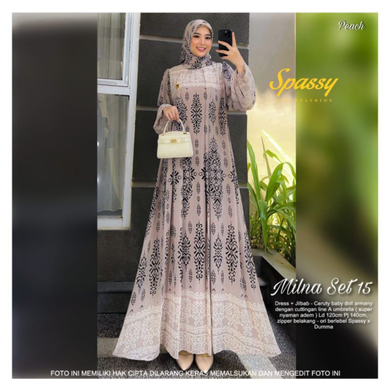 ORIGINAL SPASSY GAMIS/DRESS SET JILBAB CERUTY JUMBO LD 115-120