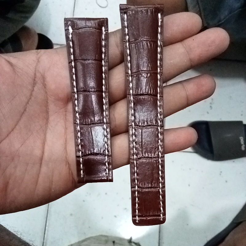 Tali Kulit Jam Tangan Breitling Coklat Croco