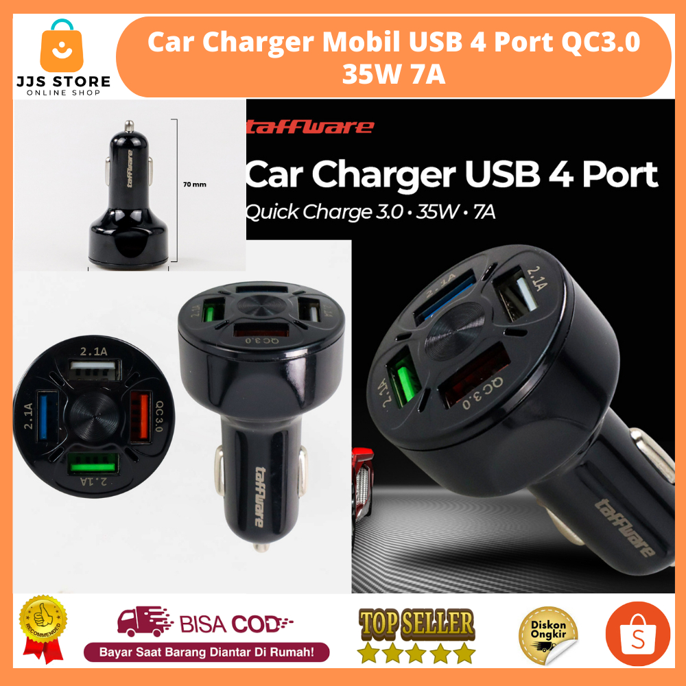 Adaptor Cas Mobil / Tempat Colokan Cas HP Mobil 4 Output USB / Cas Mobil USB Charger mobil USB 4 Por