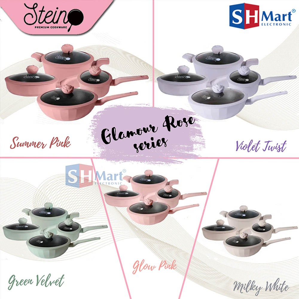 GLAMOUR ROSE STEINCOOKWARE 4 IN 1 COMPLETE SET ORIGINAL STEIN COOKWARE
