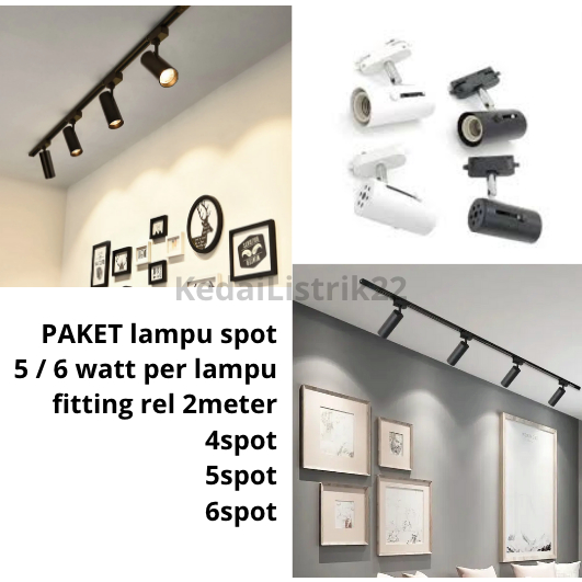 Paket lampu spot sorot Rell Track Light 2 meter lampu sorot, pajangan, toko, cafe, pakaian, bar