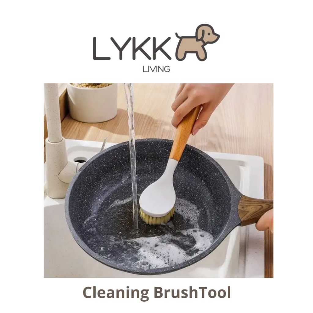 KIKO Cleaning BrushTool - Sikat Pembersih Multifungsi - Sikat Gagang Kayu Pembersih Panci Dapur Waja
