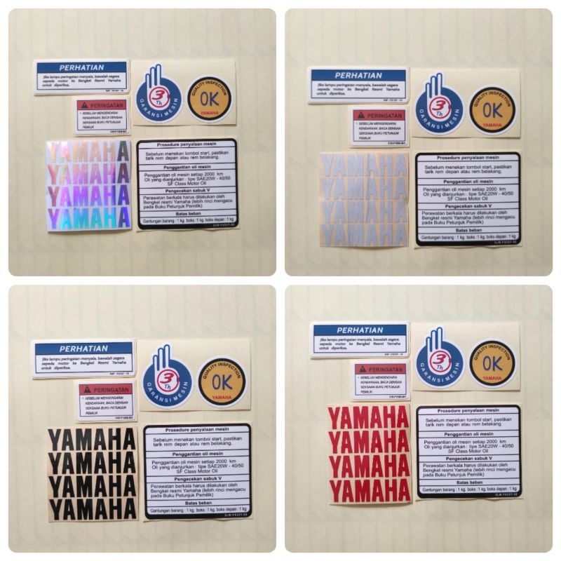 

STICKER WARNING PERINGATAN YAMAHA OK 3 TAHUN SATU SET