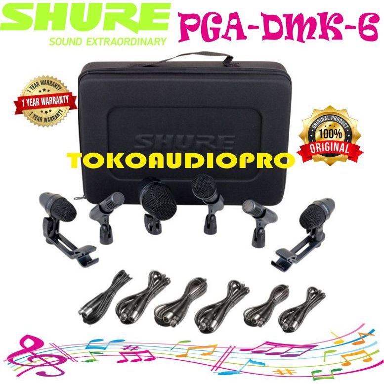 Mic Shure PGADMK6-XLR Microphone Drum Set Shure PGADrumKit-6 Original PGA-DMK6