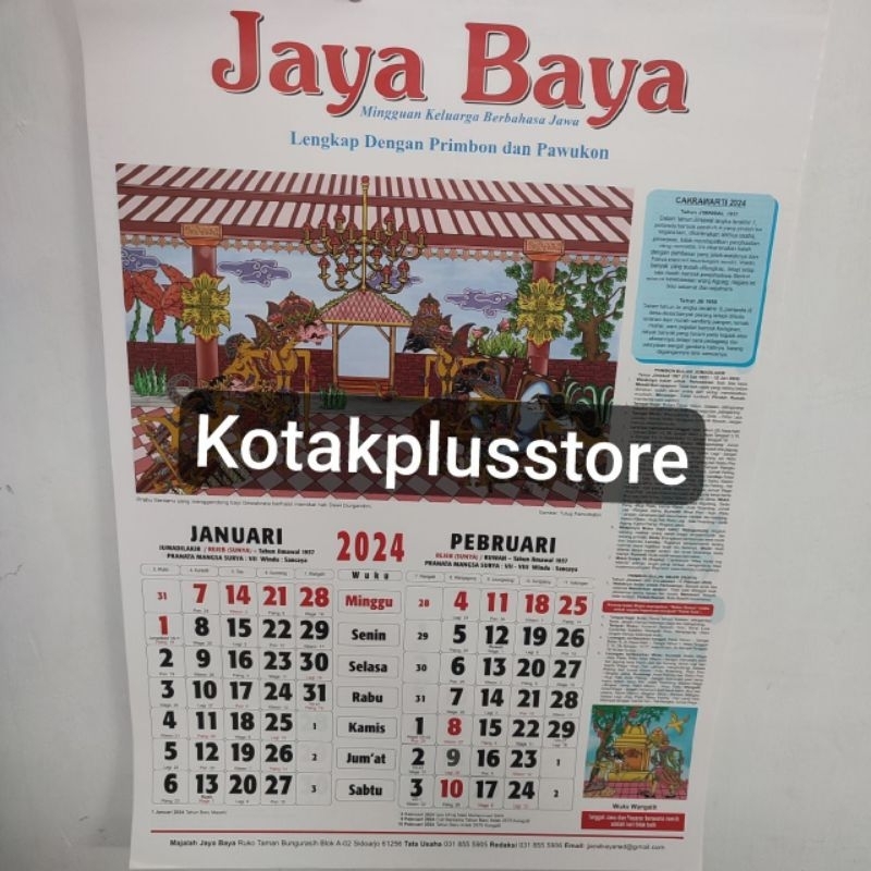 Ready stock Tanggalan Kalender Jayabaya 2024 - Kalender Jaya Baya Asli Murah - Kalender Jawa