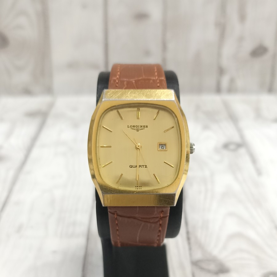 Jam Tangan Longines Tonneau Classic Vintage Quartz Jadul Langka Kuno Emas Original Asli Murah Terbar