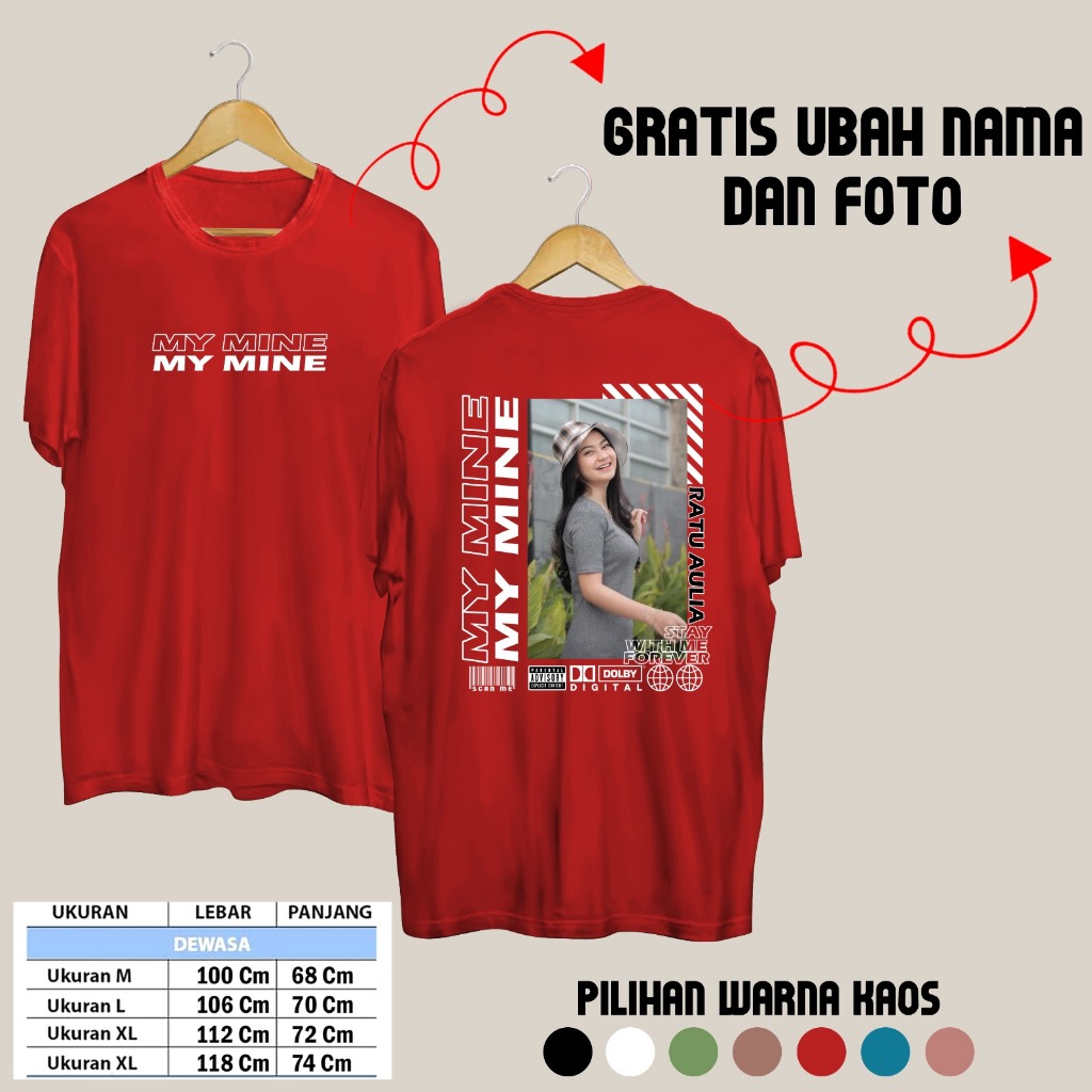 Kaos Baju Bucin Custom Aesthetic Foto My Mine / Kaos Foto Sendiri / Cetak DTF