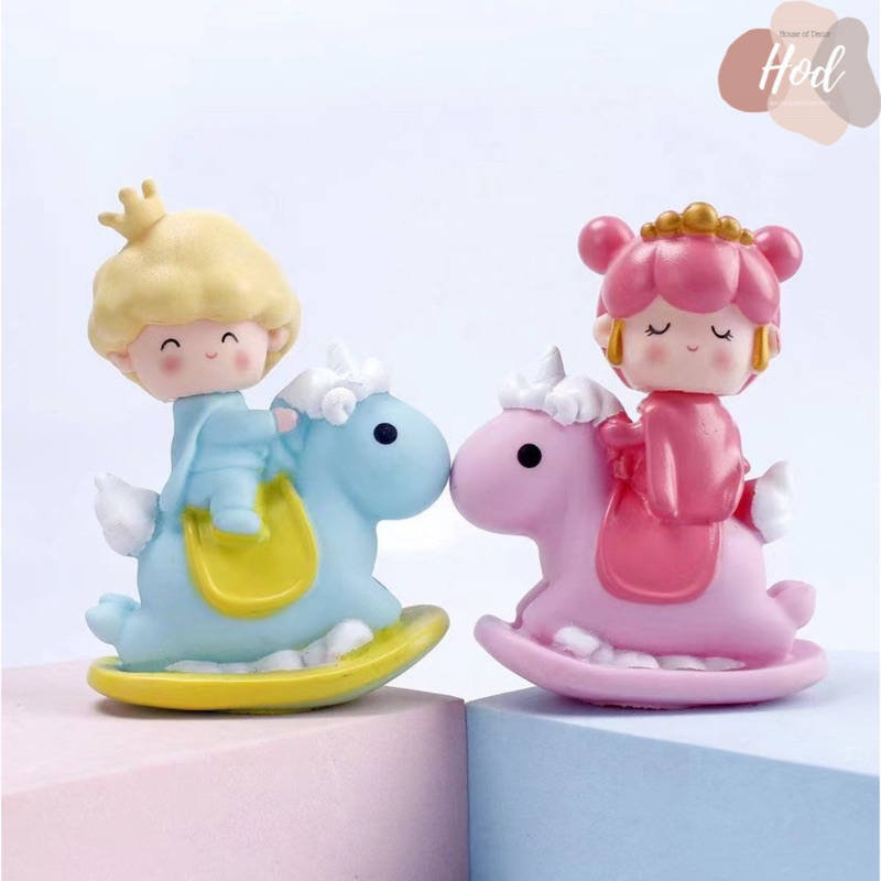 Topper Unicorn Princess Unicorn Prince Hiasan kue Tema Anak Perempuan laki naik kuda Girl boy Birthd