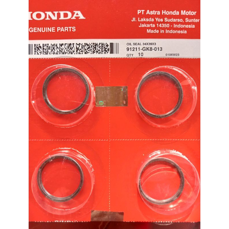 Seal Sil Pully Puly Pully Puli Belakang Gk8 34X39X3 Beat Fi Spacy Beat Karbu Vario 110 ORI Ahm 91211