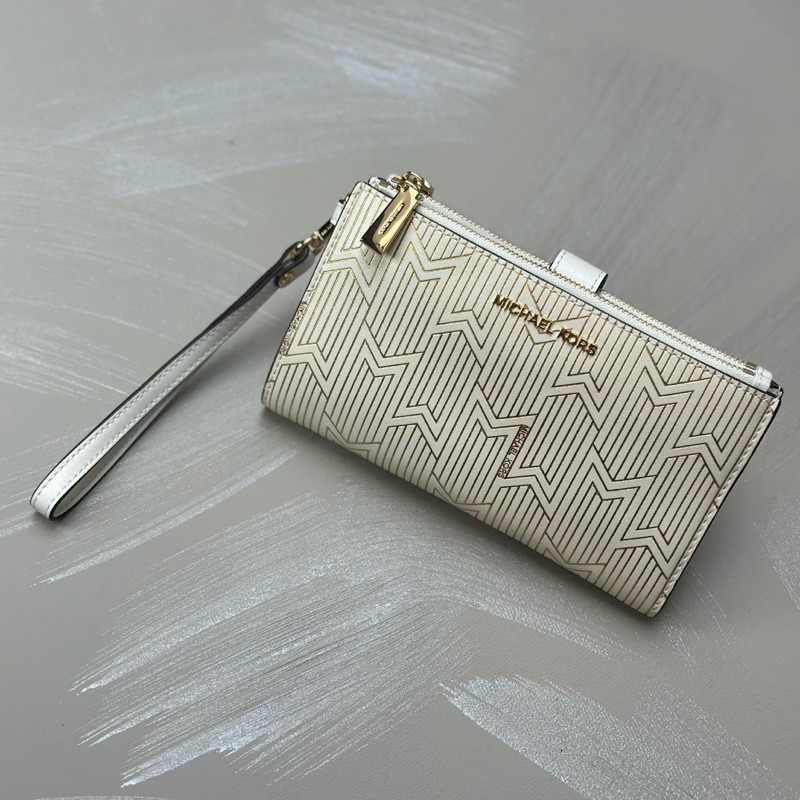 Original Michael Kors Double Zip Wristlet Leather Wallet