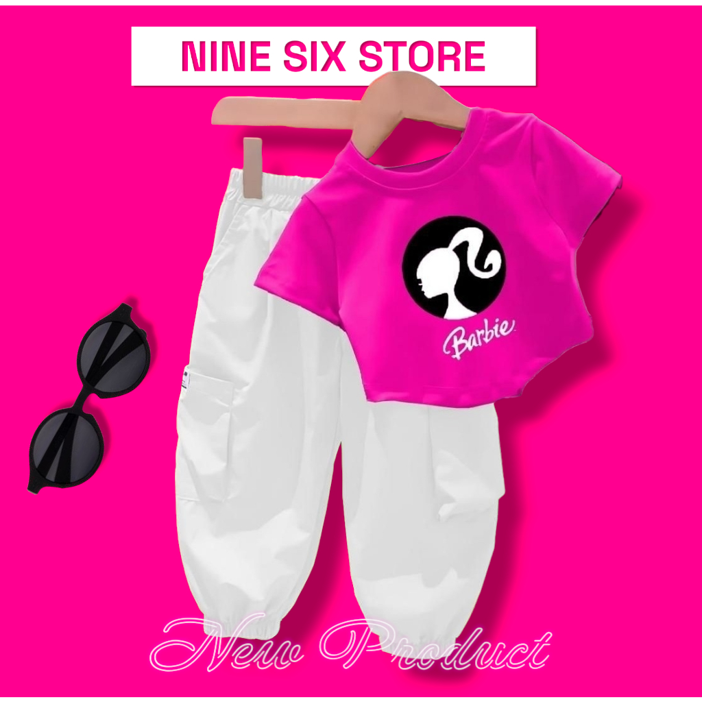 baju setelan anak barbie perempuan 1-5 tahun/pakaian perempuan