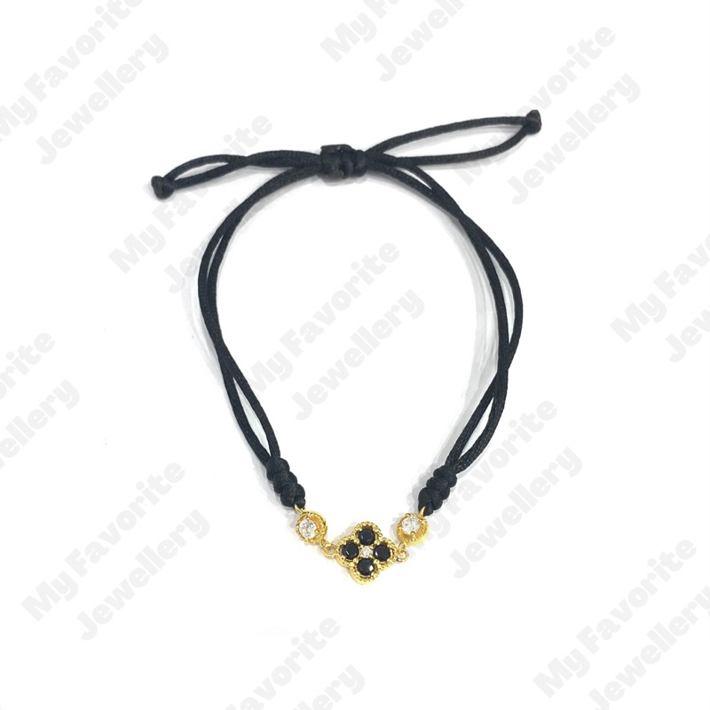 Gelang Tali Set Liontin Emas Asli Kadar 700 Model Clover