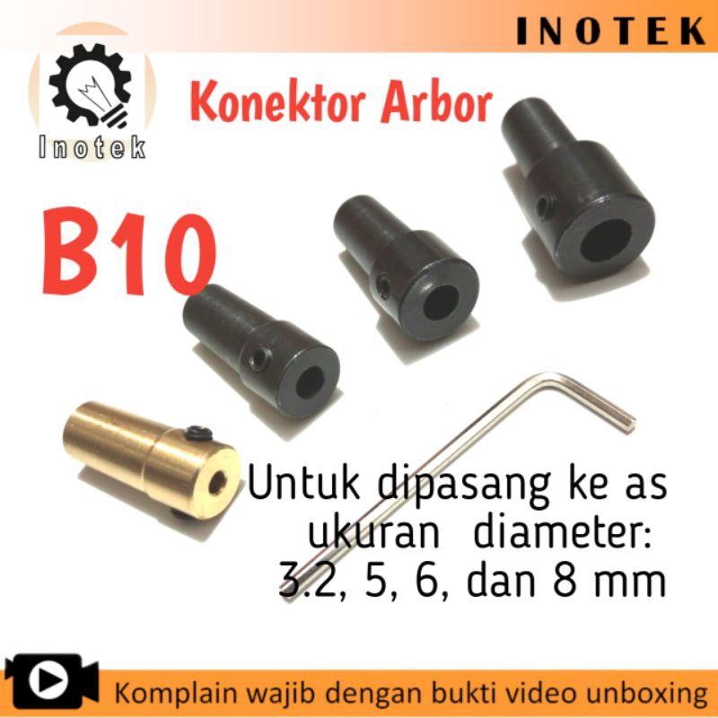 Batang arbor B10 connector konektor B10 untuk chuck drill kepala bor 6mm B10