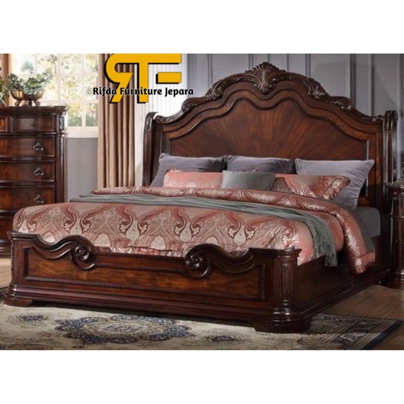 Dipan Tempat tidur Jati Ukir Kerang Jepara ( Dipan Jati Murah, Dipan Ukir Jepara )