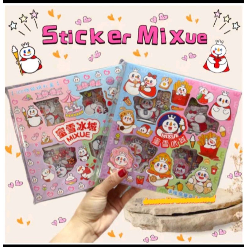 

stiker mixue 1 box isi 100 rainbow 4 warna lucu stiker ice cream
