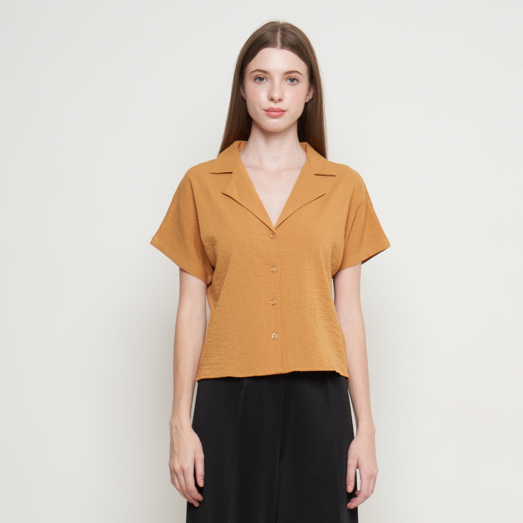Seutail Cleo Top Blouse Wanita Casual Elegan Bahan Linen Lengan Pendek - 010388