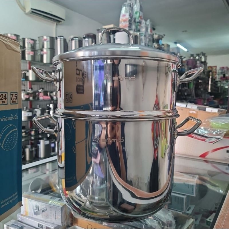 163752 Panci High Sauce Pot Estio Pro II 24cm & Steamer Zebra, SUS 304