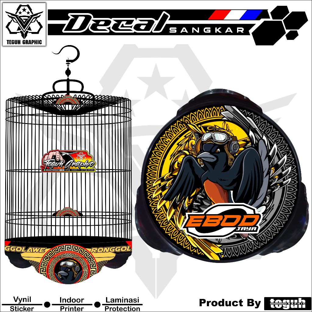 Stiker Sangkar Murai Motif Ebod Jaya Ronggolawe