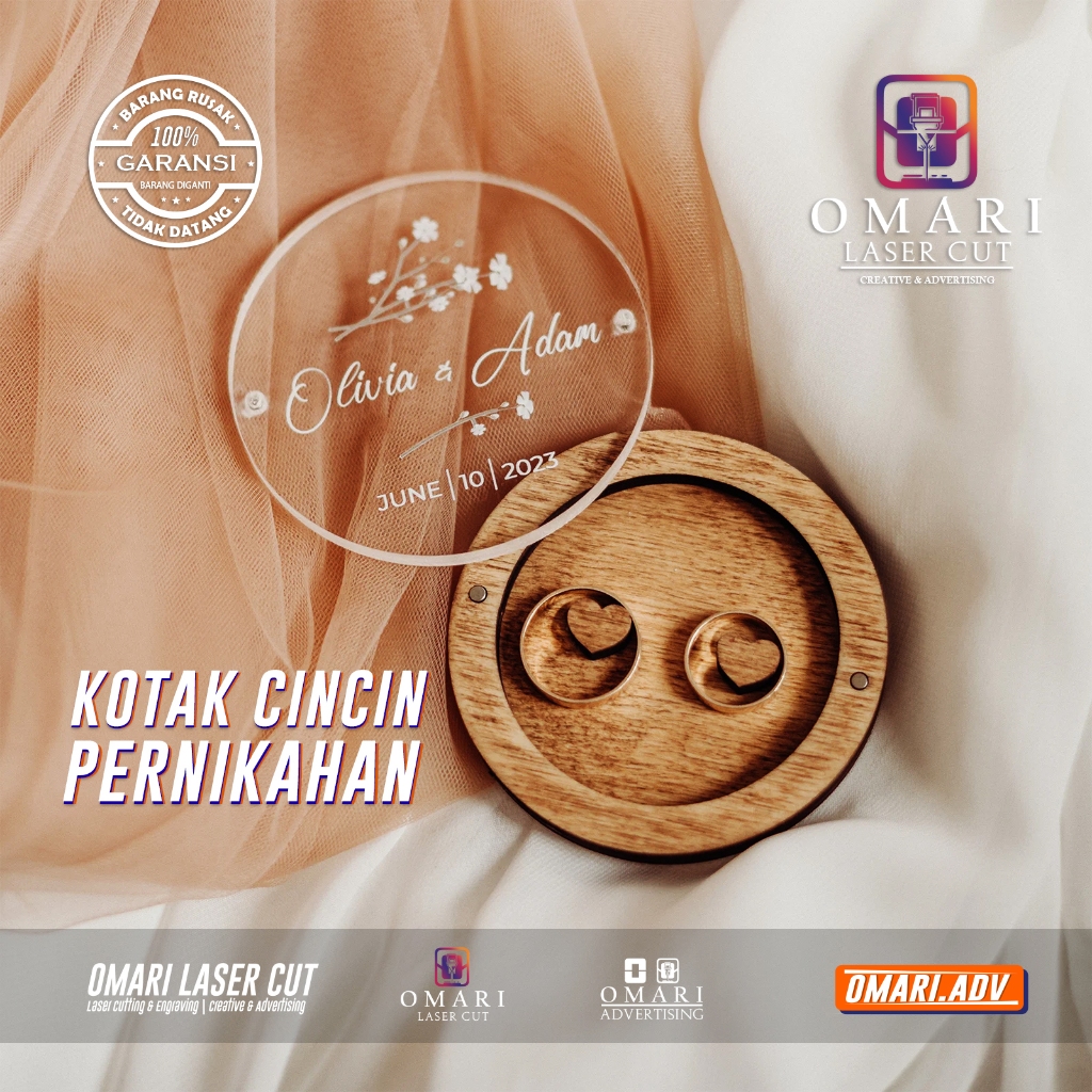 

Kotak Cincin Pernikahan Lamaran Tunangan Kayu Akrilik aestetic - Ring Box Wedding